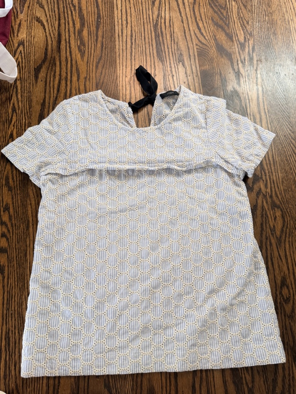 J. Crew Light Blue Eyelet Overlay Tie-Back Top